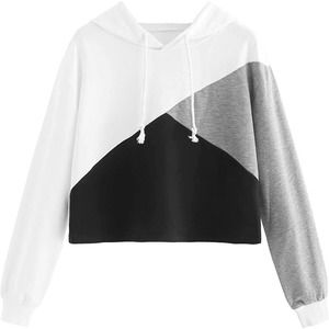 NWT ROMWE Color Block Crop Hoodie - M